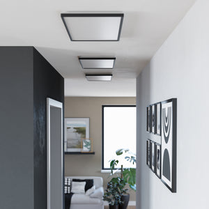 Eglo EU Rovito Black Rectangular Plastic LED Ceiling Light, 57cm