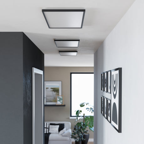 Eglo EU Rovito Black Rectangular Plastic LED Ceiling Light, 57cm