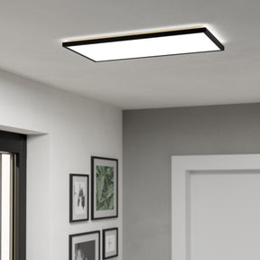 Eglo EU Rovito Black Rectangular Plastic LED Ceiling Light, 57cm