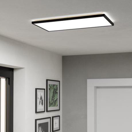Eglo EU Rovito Black Rectangular Plastic LED Ceiling Light, 57cm