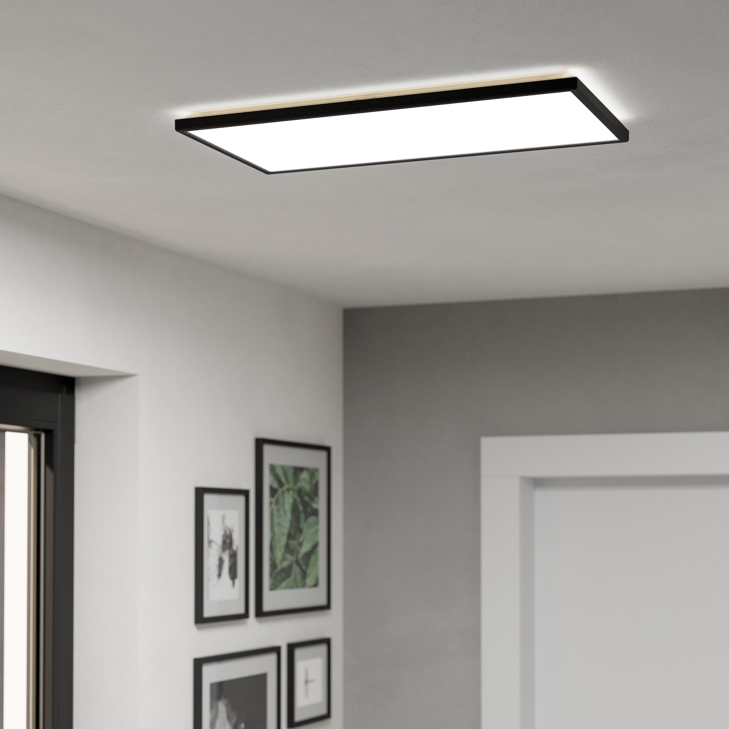 Eglo EU Rovito White Rectangular Plastic LED Ceiling Light, 57cm product image - Endon Lighting from First Light Direct with great prices and fast UK delivery