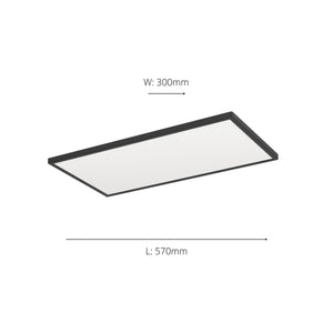 Eglo EU Rovito Black Rectangular Plastic LED Ceiling Light, 57cm