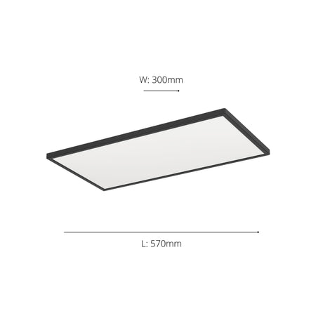 Eglo EU Rovito Black Rectangular Plastic LED Ceiling Light, 57cm