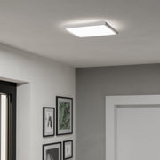 Eglo EU Rovito White Square Plastic LED Tricolour Ceiling Light, 29cm