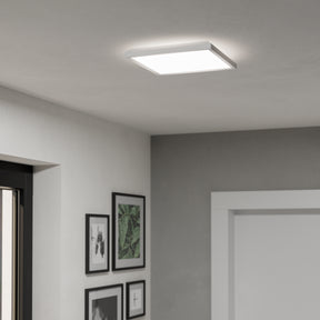 Eglo EU Rovito White Square Plastic LED Tricolour Ceiling Light, 29cm