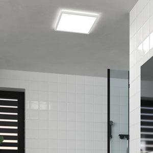 Eglo EU Rovito White Square Plastic LED Ceiling Light, 39cm