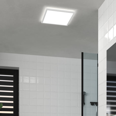 Eglo EU Rovito White Square Plastic LED Ceiling Light, 39cm