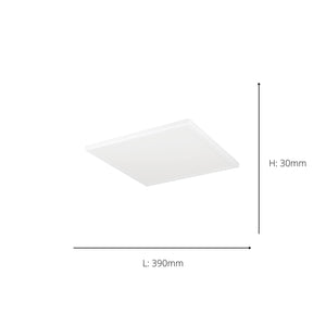Eglo EU Rovito White Square Plastic LED Ceiling Light, 39cm