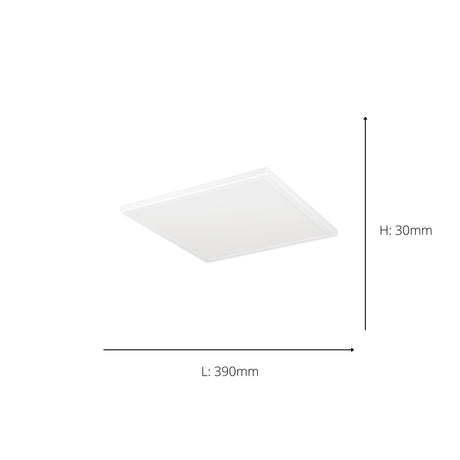 Eglo EU Rovito White Square Plastic LED Ceiling Light, 39cm