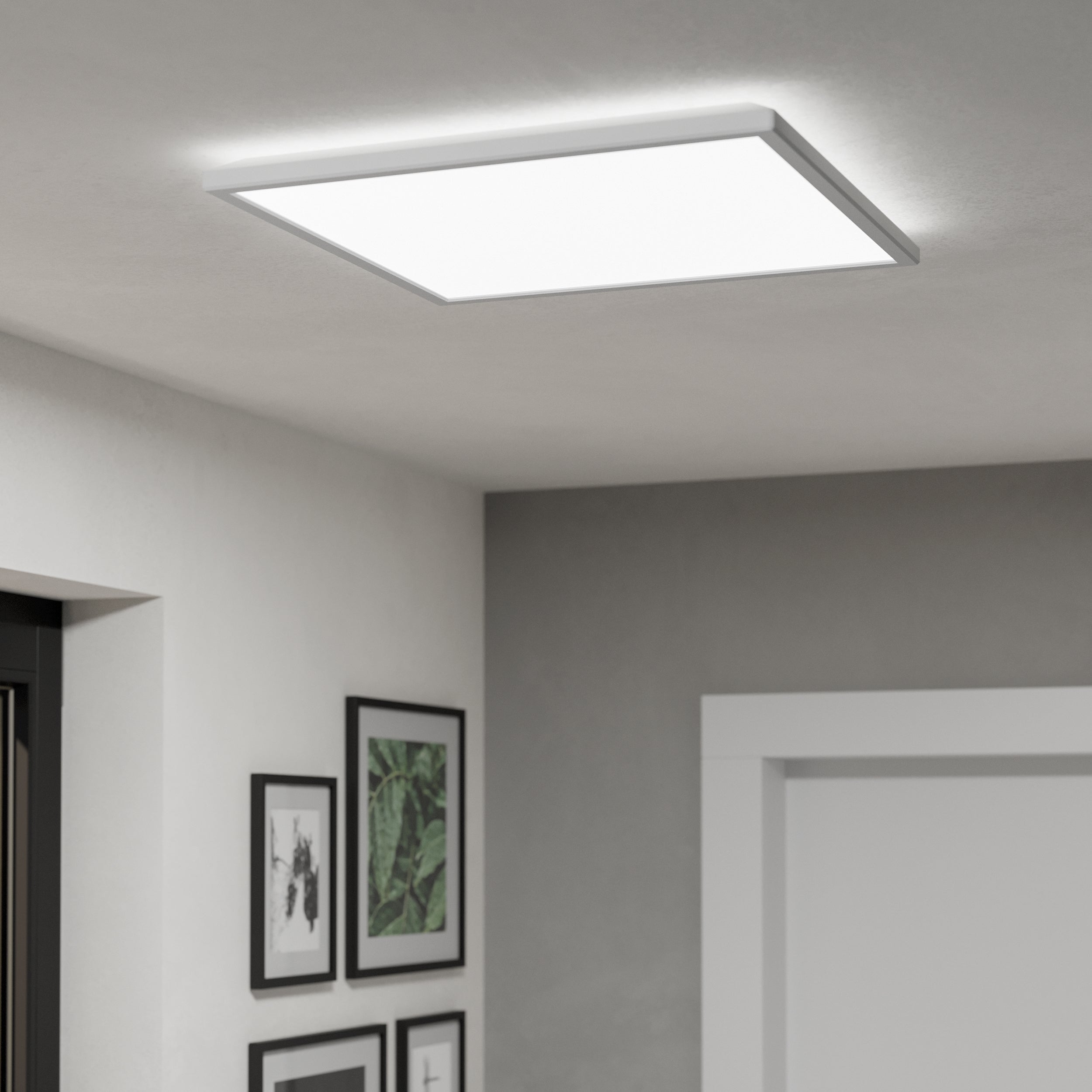 Eglo EU Rovito-R Black Round Plastic LED Ceiling Light, 50cm product image - Endon Lighting from First Light Direct with great prices and fast UK delivery
