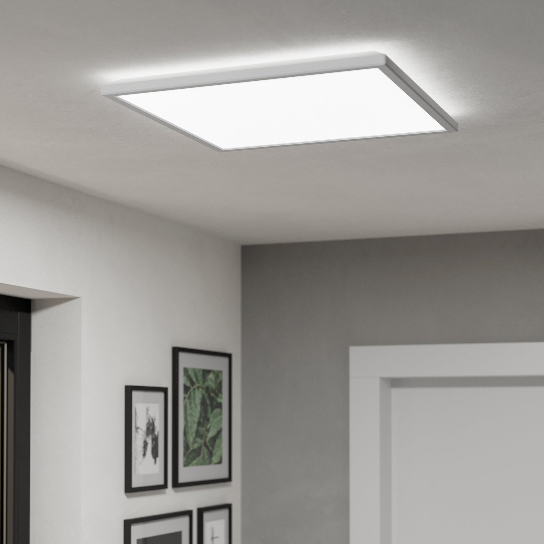 Eglo EU Rovito-R Black Round Plastic LED Ceiling Light, 50cm product image - Endon Lighting from First Light Direct with great prices and fast UK delivery