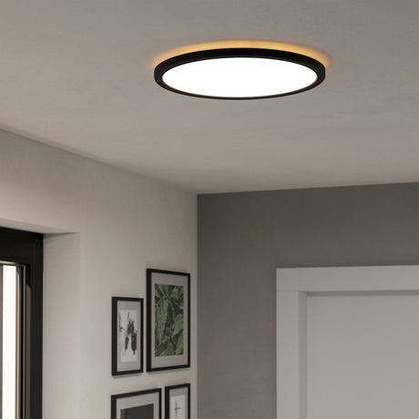 Eglo EU Rovito-R Black Round Plastic LED Ceiling Light, 38.9cm