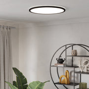 Eglo EU Rovito-R Black Round Plastic LED Ceiling Light, 50cm