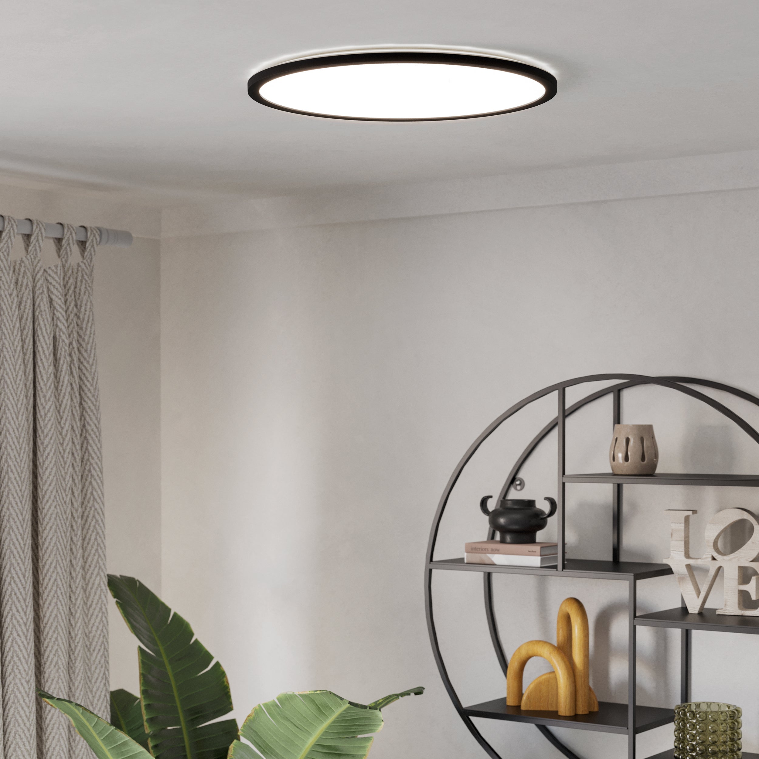 Eglo EU Rovito-R White Round Plastic LED Ceiling Light, 50cm product image - Endon Lighting from First Light Direct with great prices and fast UK delivery