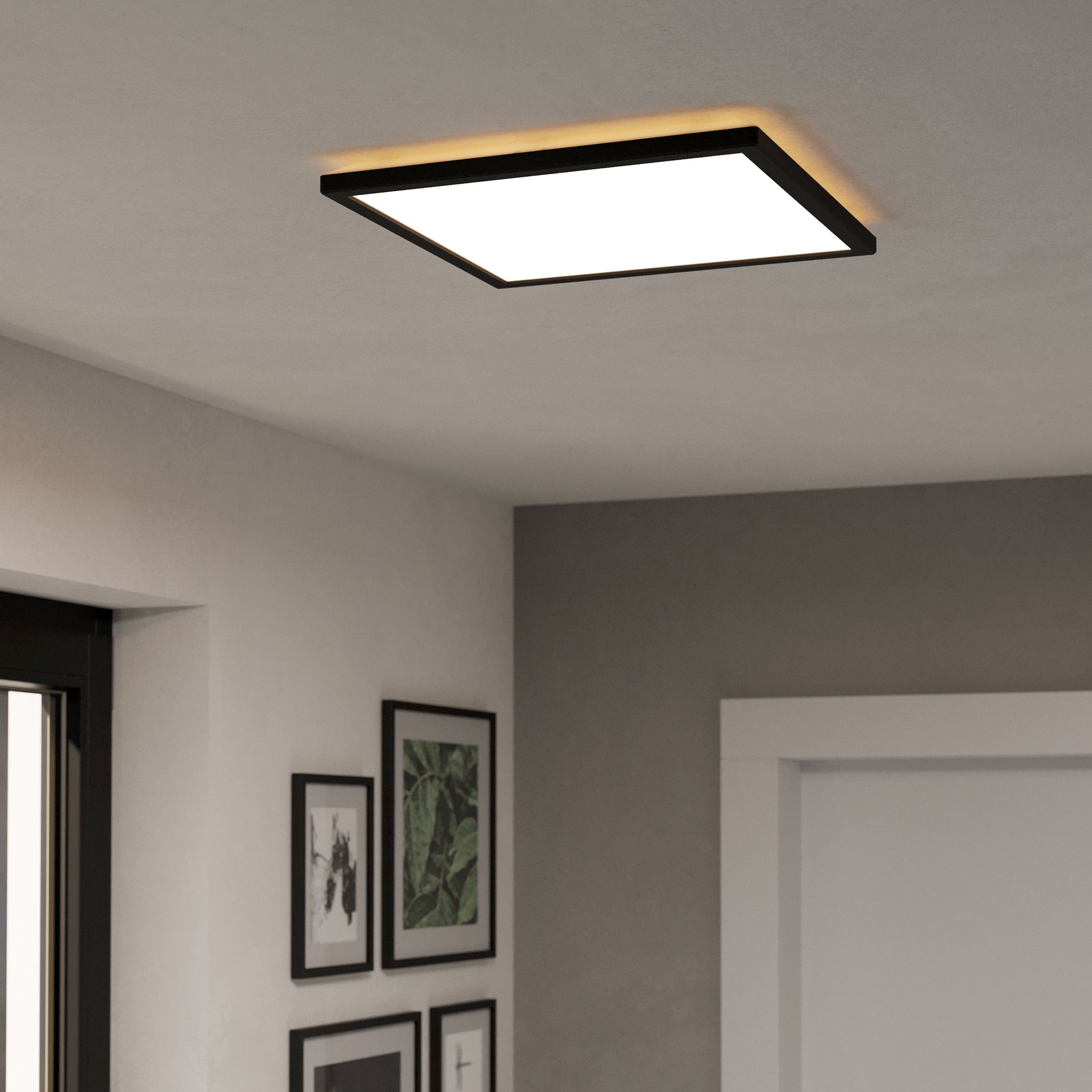 Eglo EU Rovito-R Black Square Plastic LED Ceiling Light, 39cm product image - Endon Lighting from First Light Direct with great prices and fast UK delivery