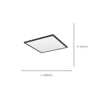 Eglo EU ROVITO?R LED Ceiling Light – Black & White Square Design, Tuneable White 2700–6500K, Remote Control, IP44, 500mm Indoor Light