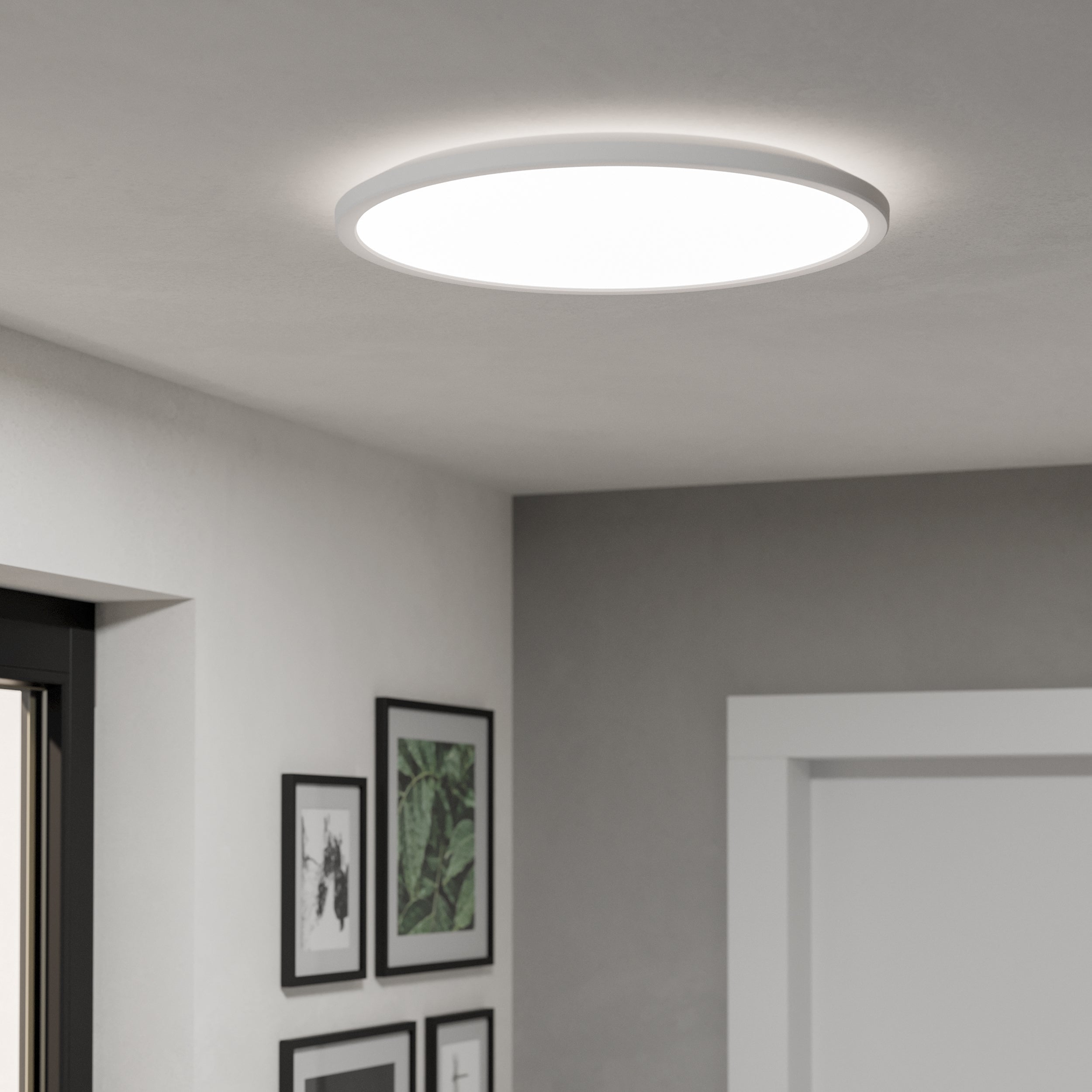 Eglo EU Rovito-R White Square Plastic LED Ceiling Light, 50cm product image - Endon Lighting from First Light Direct with great prices and fast UK delivery
