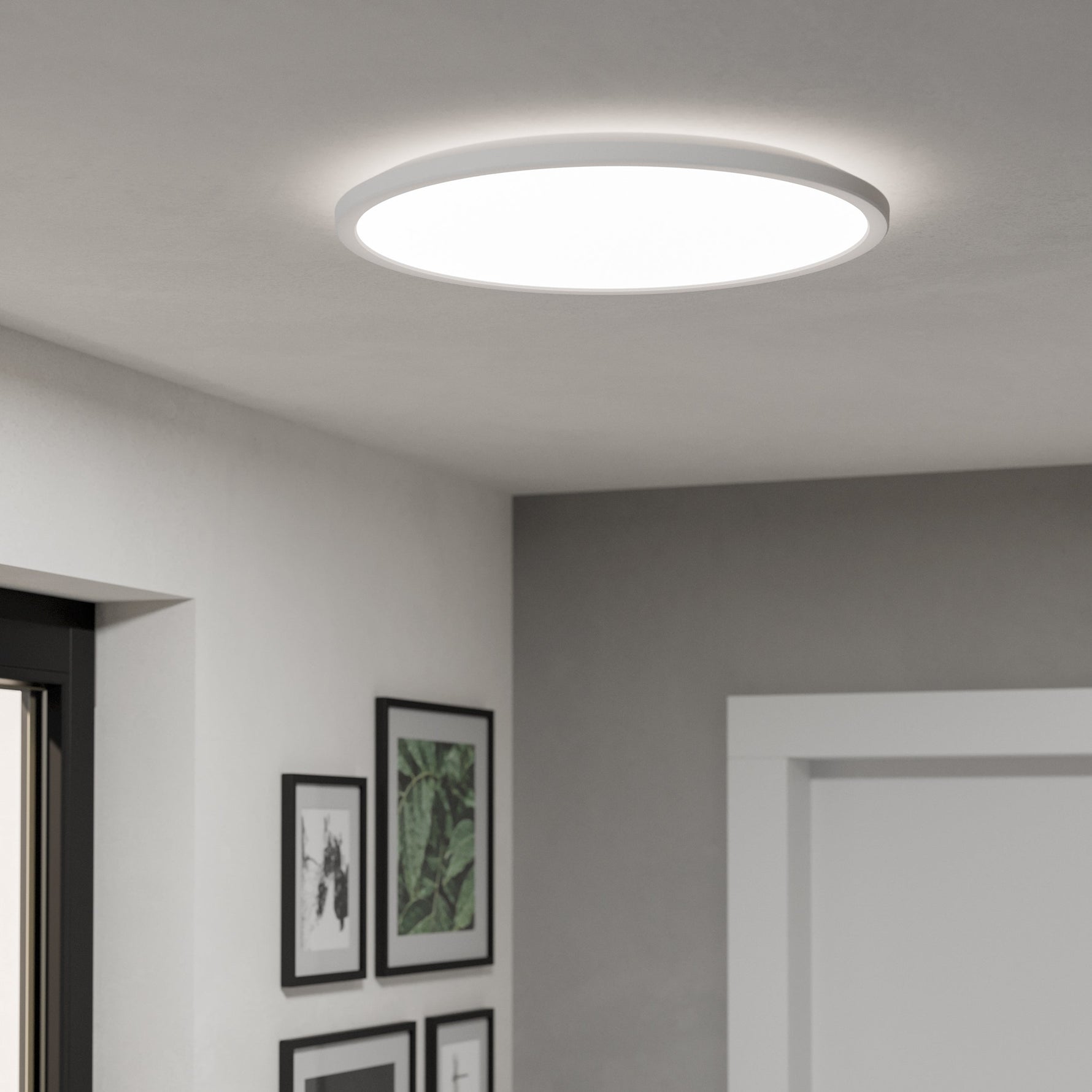 Eglo EU Rovito-R White Square Plastic LED Ceiling Light, 50cm product image - Endon Lighting from First Light Direct with great prices and fast UK delivery