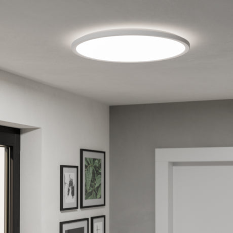 Eglo EU Rovito-R White Round Plastic LED Ceiling Light, 50cm