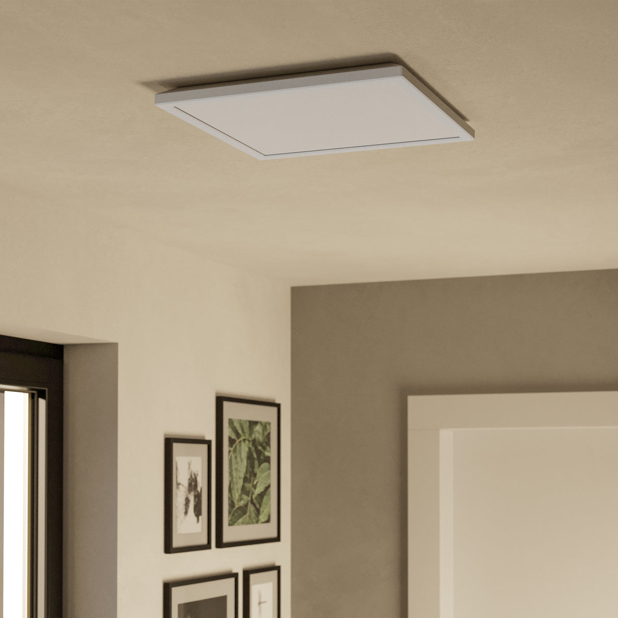 Eglo EU Rovito-R White Square Plastic LED Ceiling Light, 39cm