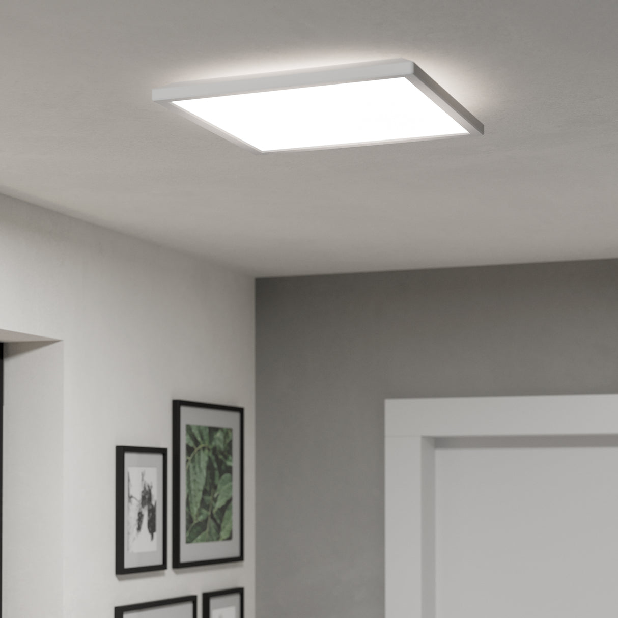 Eglo EU Rovito-R White Square Plastic LED Ceiling Light, 39cm