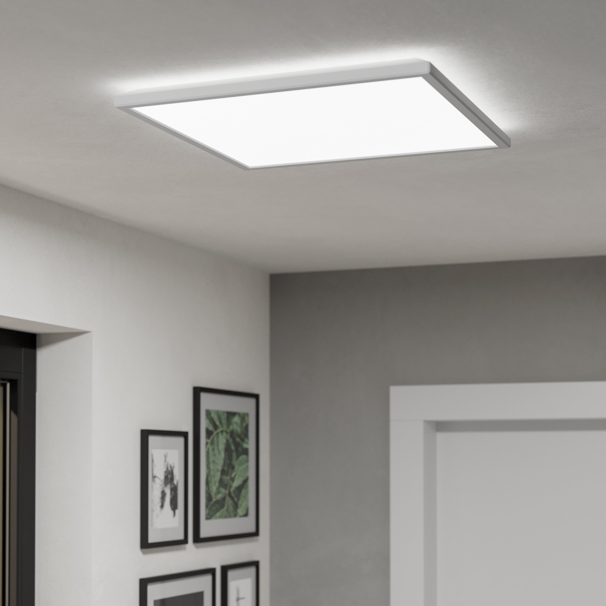 Eglo EU Rovito-Z Smart Control Black Round Plastic LED Ceiling Light, 50cm product image - Endon Lighting from First Light Direct with great prices and fast UK delivery