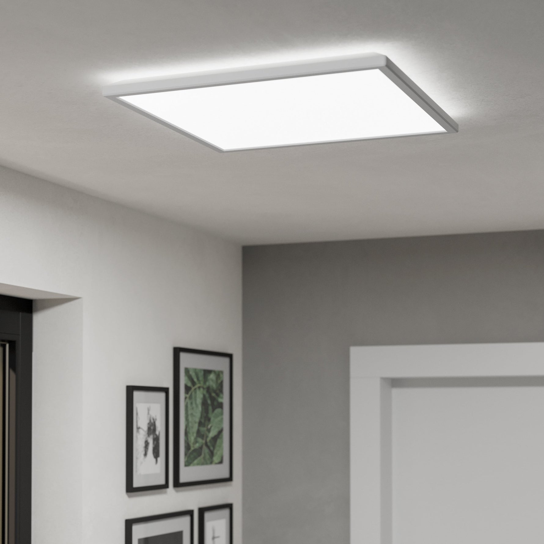 Eglo EU Rovito-Z Smart Control Black Round Plastic LED Ceiling Light, 50cm product image - Endon Lighting from First Light Direct with great prices and fast UK delivery