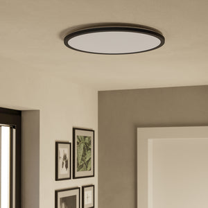 Eglo EU Rovito-Z Smart Control Black Round Plastic LED Ceiling Light, 50cm