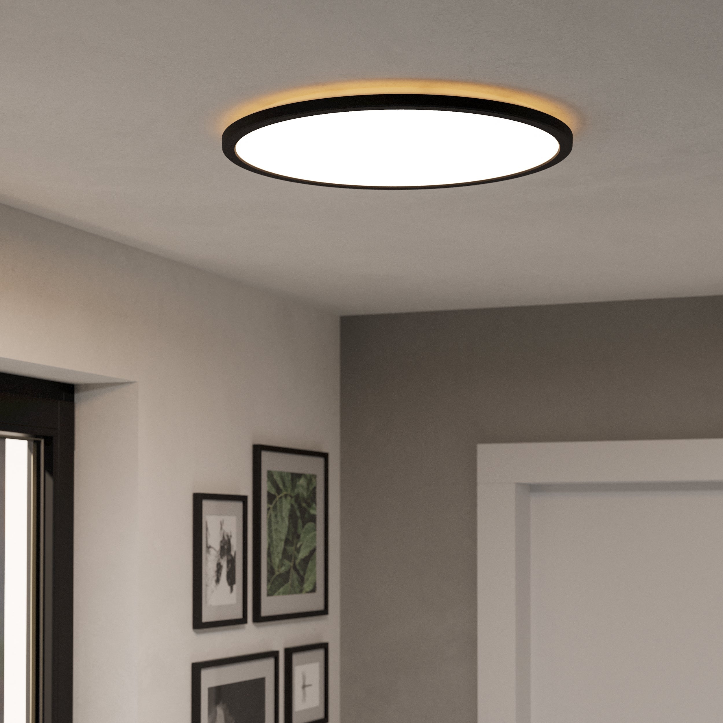 Eglo EU Rovito-Z Smart Control Black Square Plastic LED Ceiling Light, 50cm product image - Endon Lighting from First Light Direct with great prices and fast UK delivery