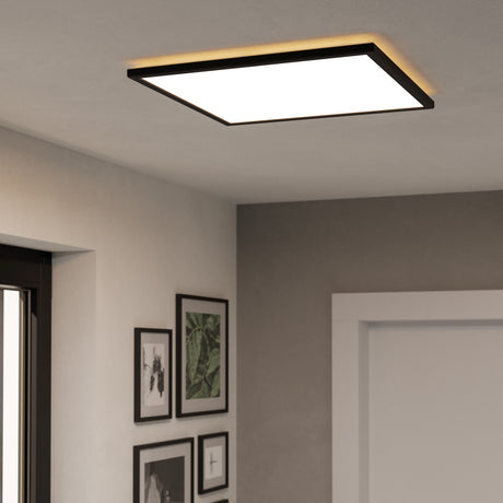 Eglo EU Rovito-Z Smart Control Black Square Plastic LED Ceiling Light, 50cm