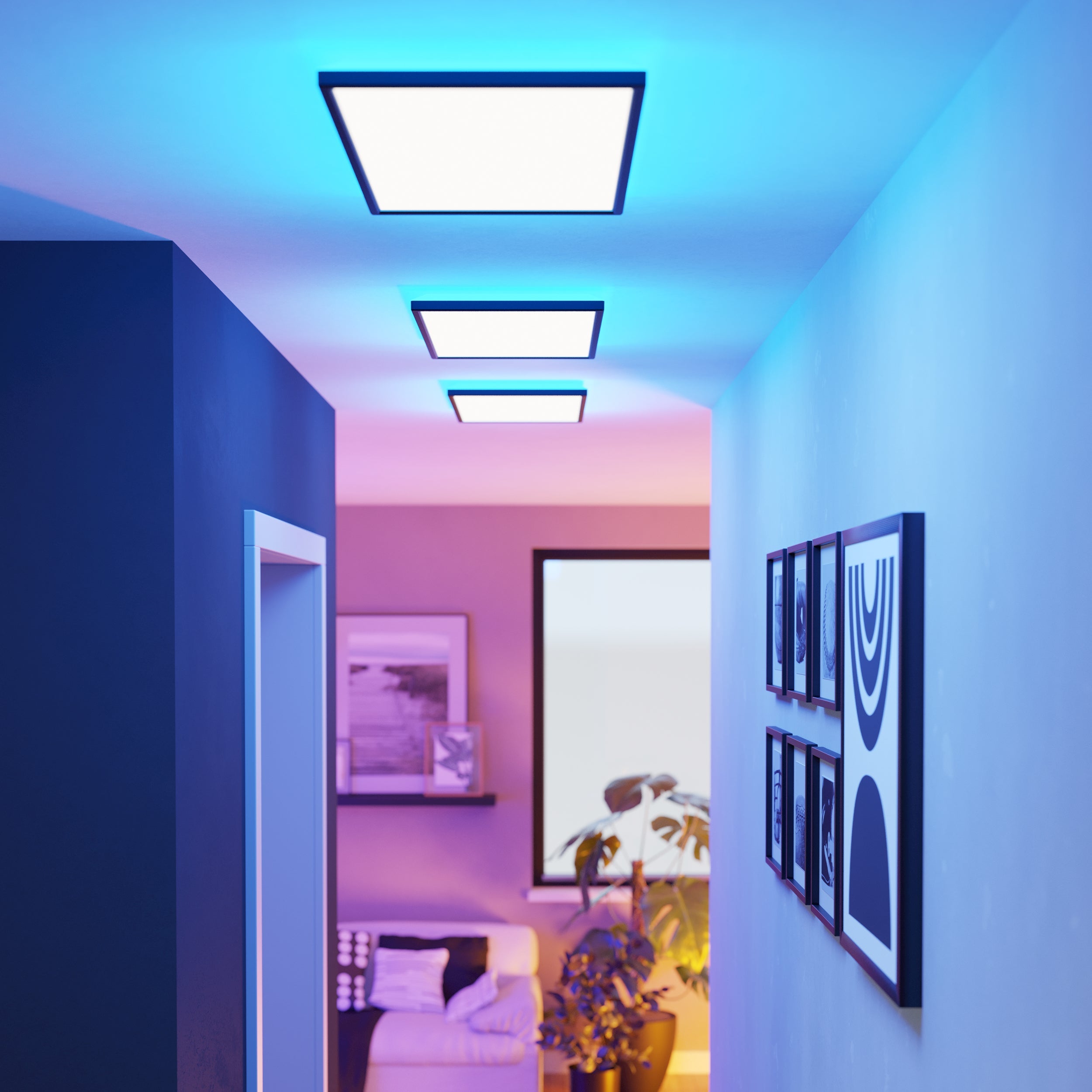 Eglo EU Rovito-Z Smart Control White Rectangular Plastic LED Ceiling Light, 57cm product image - Endon Lighting from First Light Direct with great prices and fast UK delivery