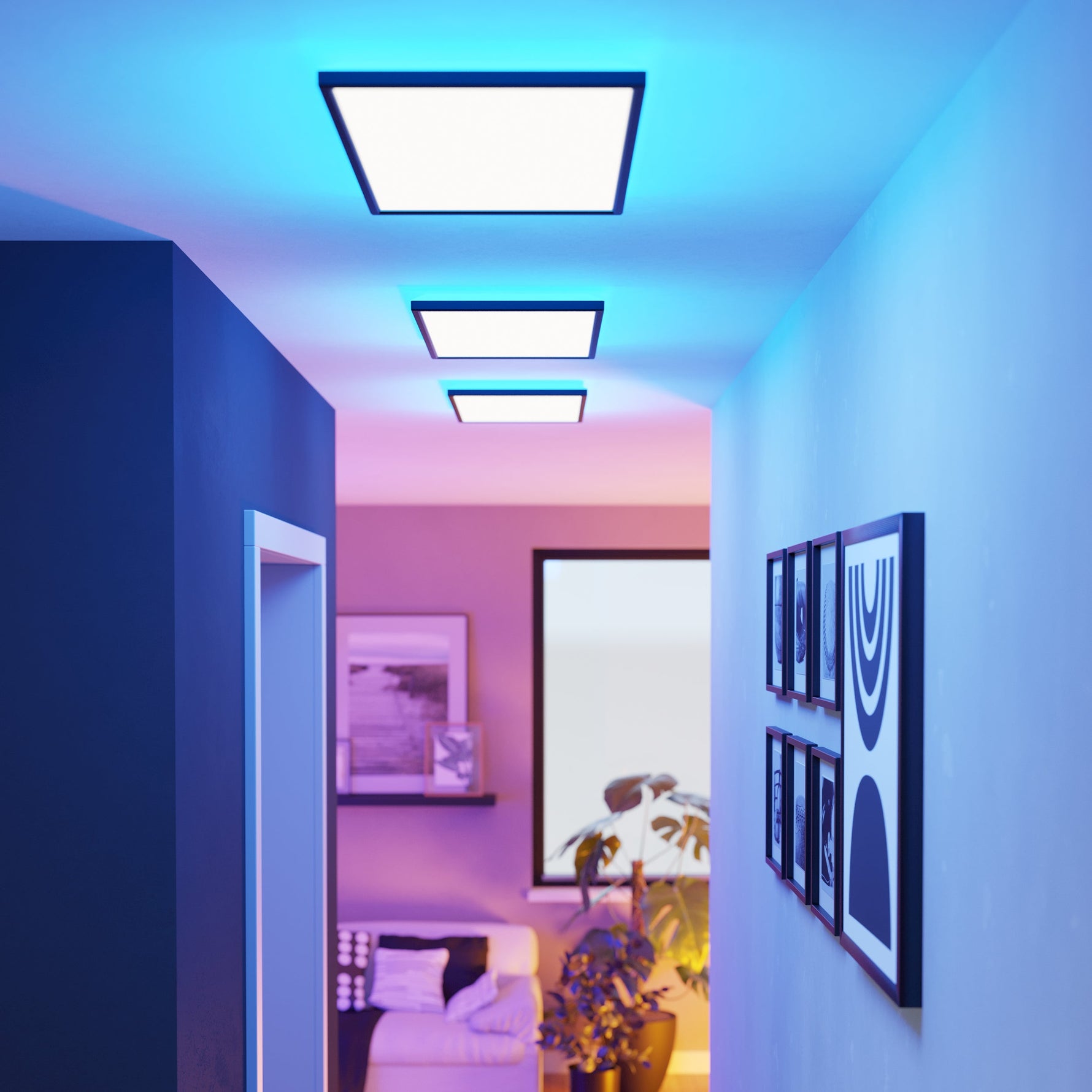 Eglo EU Rovito-Z Smart Control White Rectangular Plastic LED Ceiling Light, 57cm product image - Endon Lighting from First Light Direct with great prices and fast UK delivery