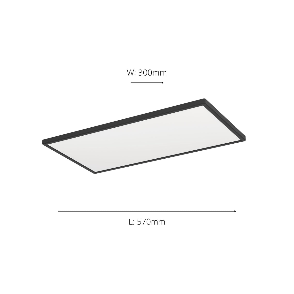 Eglo EU Rovito-Z Smart Control Black Rectangular Plastic LED Ceiling Light, 57cm
