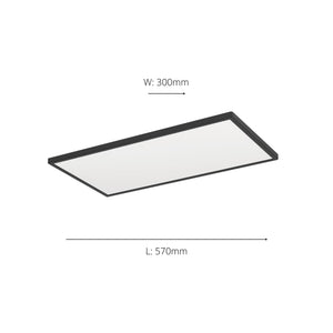 Eglo EU Rovito-Z Smart Control Black Rectangular Plastic LED Ceiling Light, 57cm
