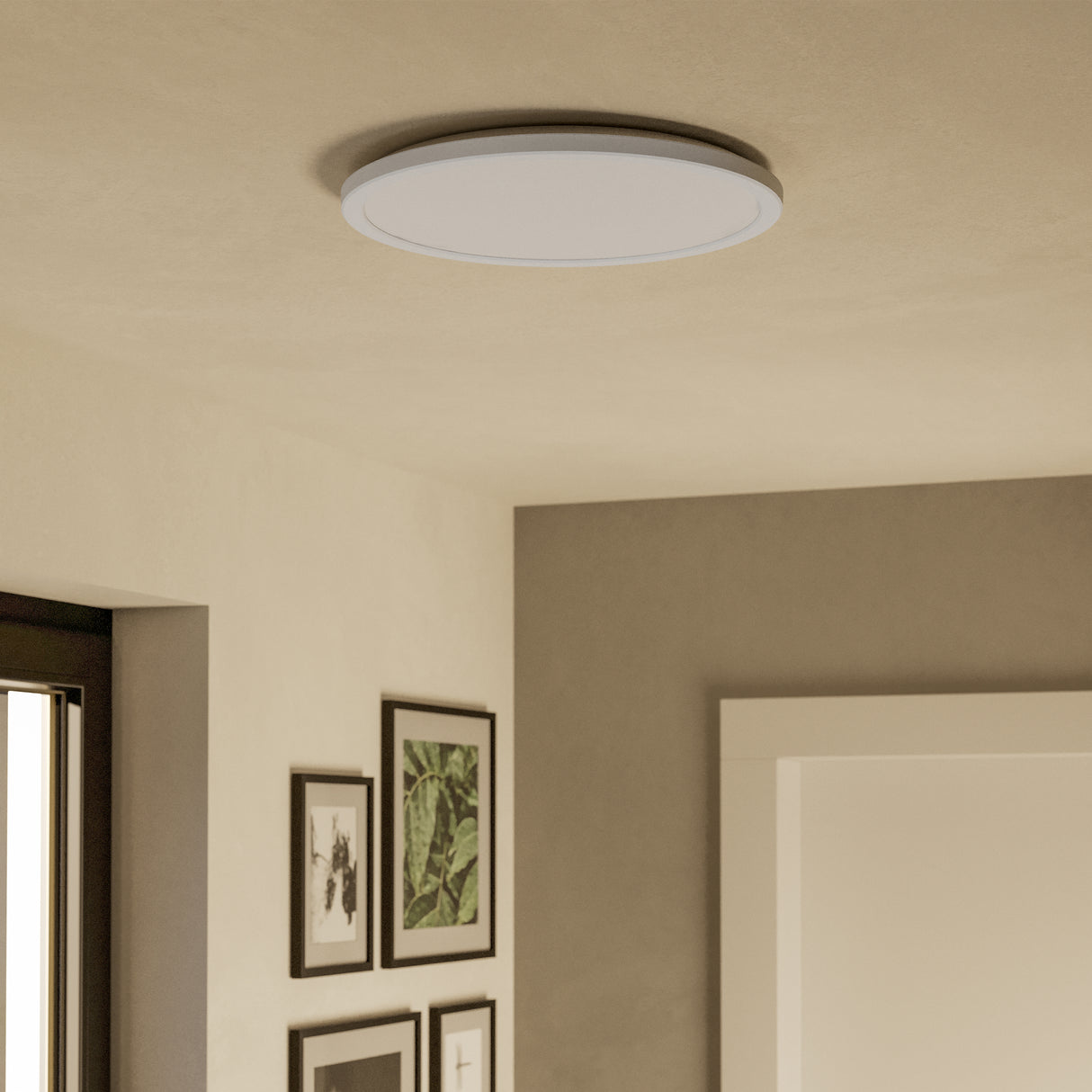 Eglo EU Rovito-Z Smart Control White Round Plastic LED Ceiling Light, 38.9cm