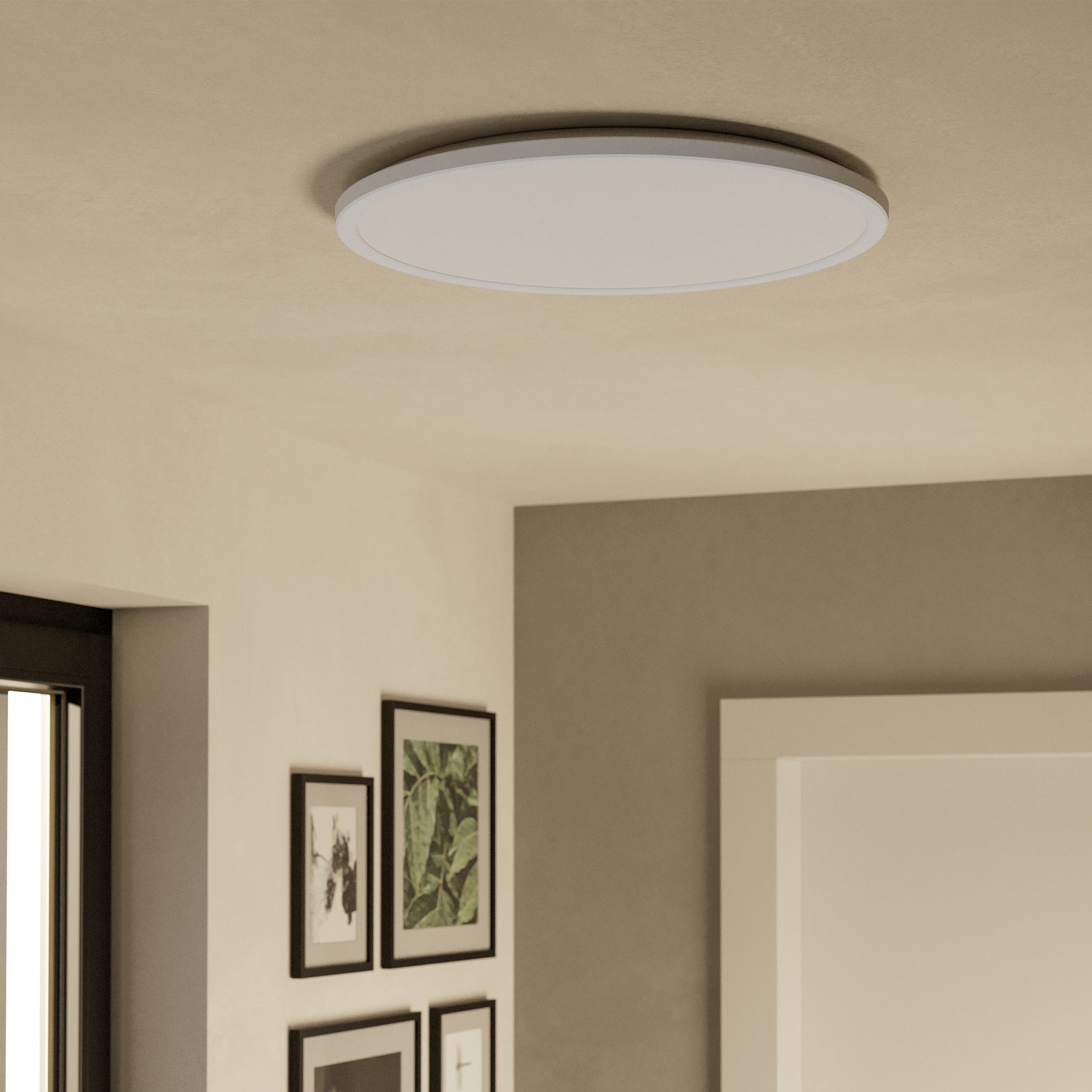 Eglo EU Rovito-Z Smart Control White Round Plastic LED Ceiling Light, 50cm product image - Endon Lighting from First Light Direct with great prices and fast UK delivery