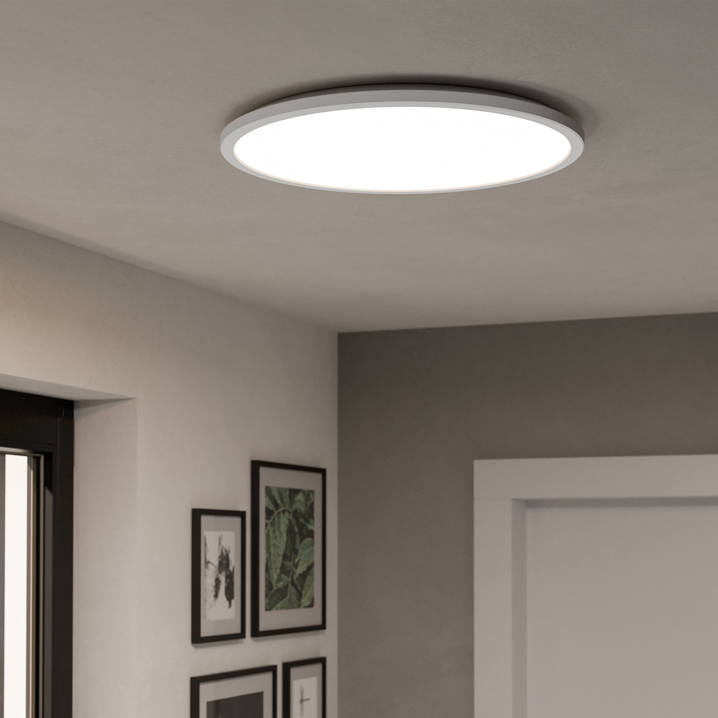 Eglo EU Rovito-Z Smart Control White Round Plastic LED Ceiling Light, 50cm product image - Endon Lighting from First Light Direct with great prices and fast UK delivery