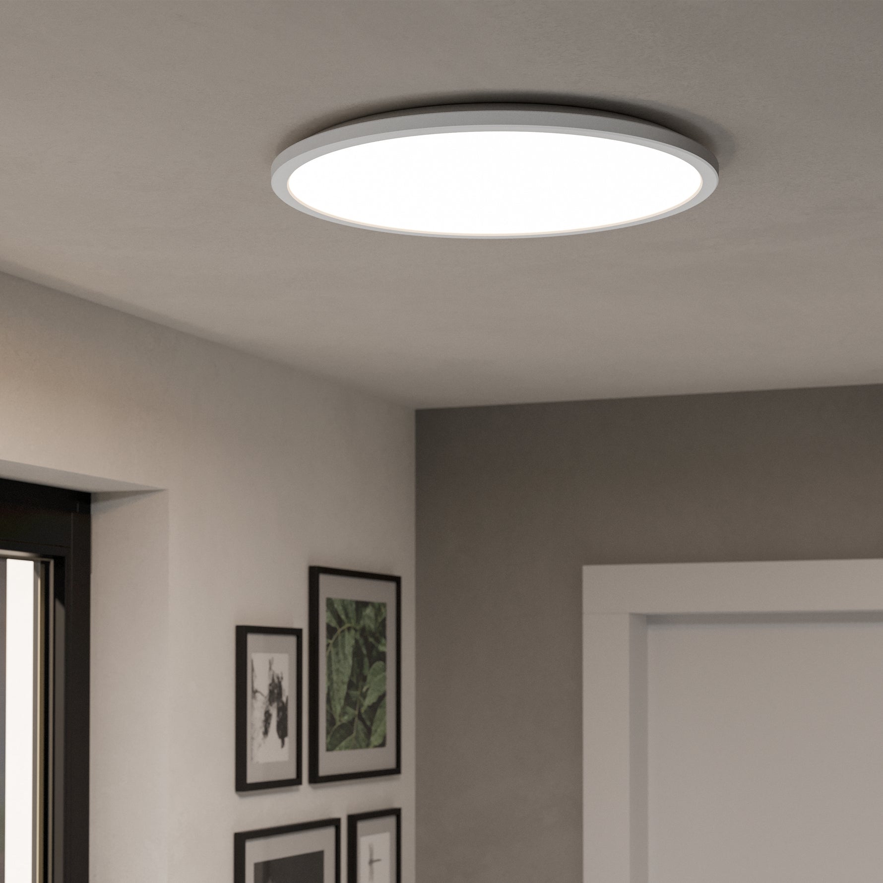 Eglo EU Rovito-Z Smart Control White Round Plastic LED Ceiling Light, 50cm product image - Endon Lighting from First Light Direct with great prices and fast UK delivery