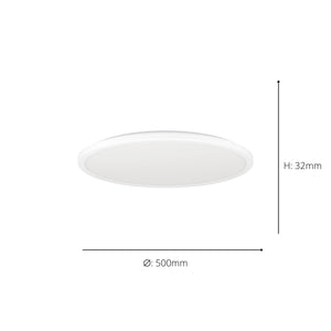 Eglo EU Rovito-Z Smart Control White Round Plastic LED Ceiling Light, 50cm