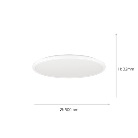 Eglo EU Rovito-Z Smart Control White Round Plastic LED Ceiling Light, 50cm