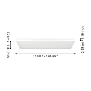 Eglo EU Rovito-Z Smart Control White Rectangular Plastic LED Ceiling Light, 57cm