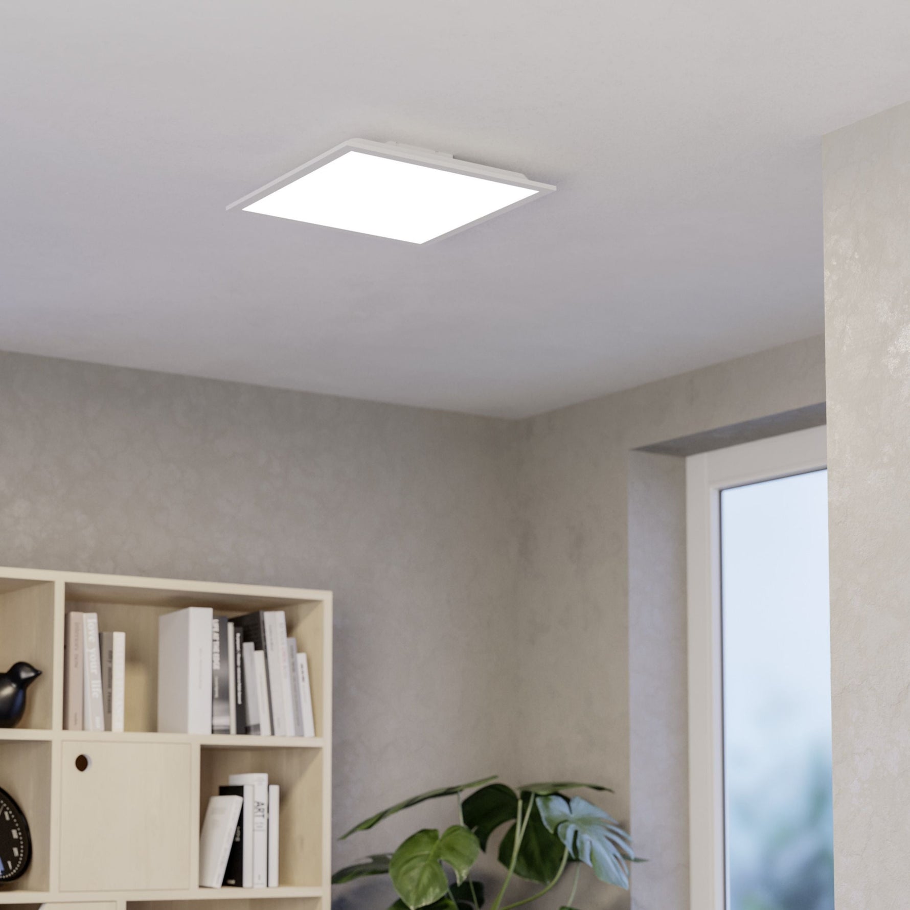 Eglo EU Moradillo White Steel LED Ceiling Light, 59.5 x 59.5cm, Tricolour product image - Endon Lighting from First Light Direct with great prices and fast UK delivery
