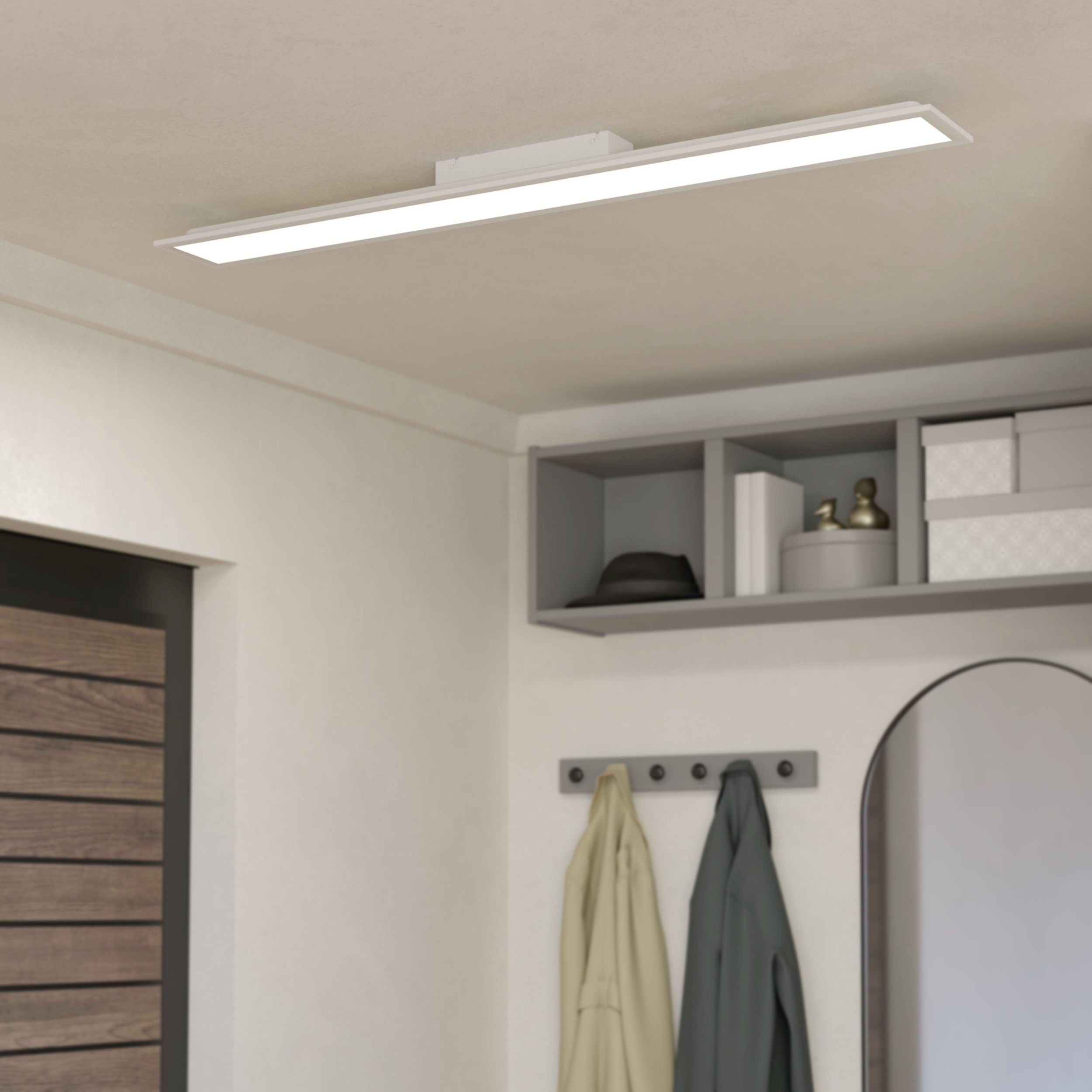 Eglo EU Moradillo-R White Steel LED Ceiling Light, 14.5 x 119.5cm, Tuneable White product image - Endon Lighting from First Light Direct with great prices and fast UK delivery