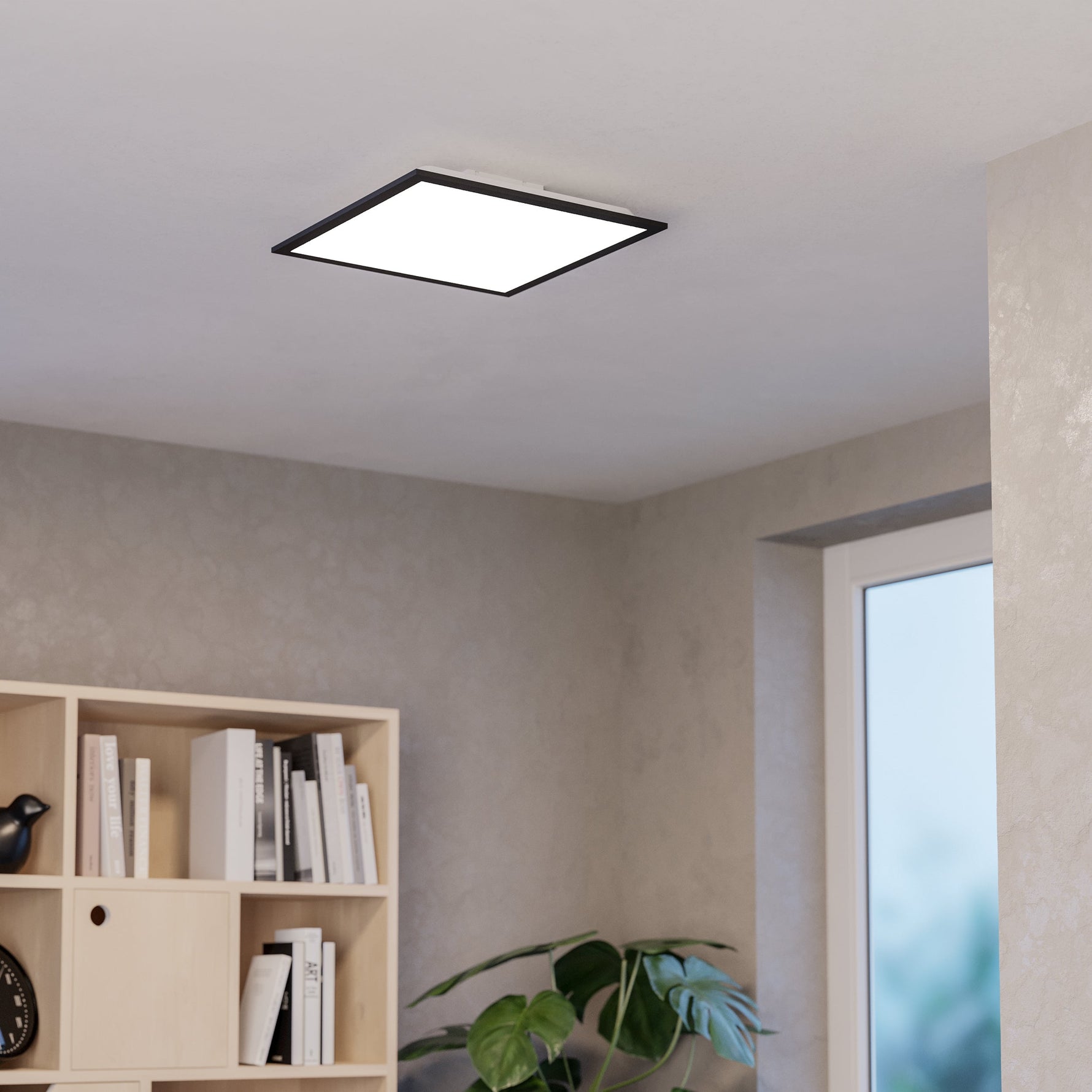 Eglo EU Moradillo-Z White Steel LED Smart Control Ceiling Light, 39.3 x 39.3cm product image - Endon Lighting from First Light Direct with great prices and fast UK delivery