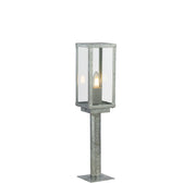 Box II Outdoor Post - Galvanised Silver Metal & Glass