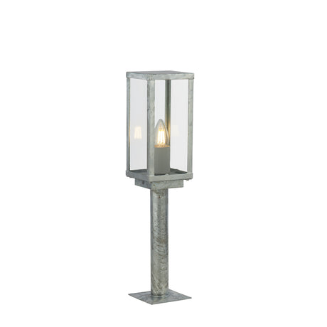 Box II Outdoor Post - Galvanised Silver Metal & Glass