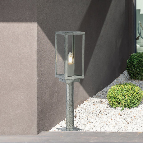 Searchlight Electric Box II Outdoor Post - Galvanised Silver Metal & Glass 90151-500SI