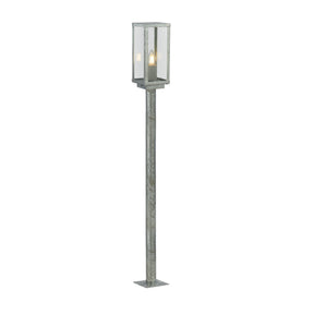 Box II Outdoor Post - Galvanised Silver Metal & Glass
