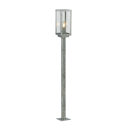 Box II Outdoor Post - Galvanised Silver Metal & Glass