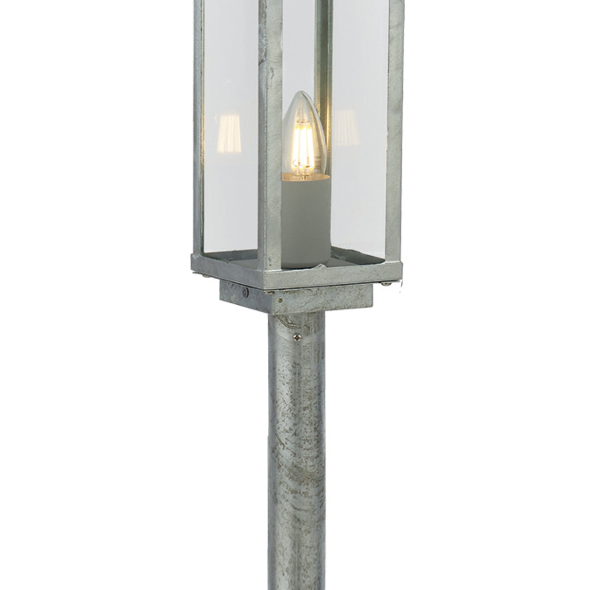 Searchlight Electric Box II Outdoor Post - Galvanised Silver Metal & Glass 90151-900SI